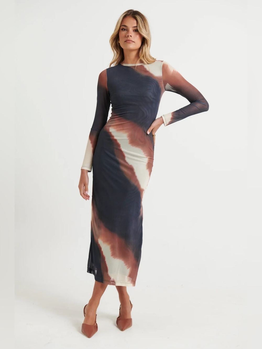 NWT Bronze Snake Amaya Midi Dress Mars, L